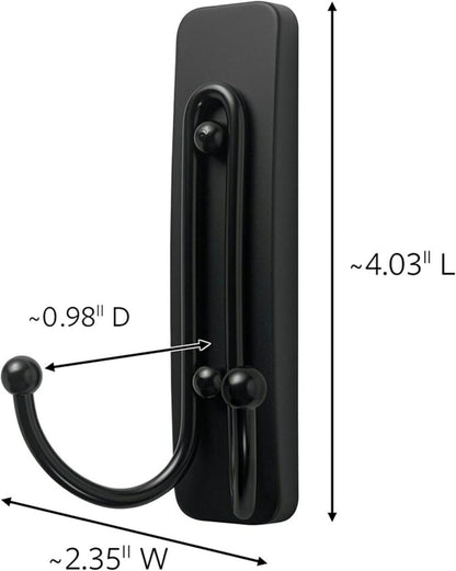 Command Large Matte Black Double Hooks, 2 Hooks and 2 Strips, Damage Free Hanging Wall Hooks with Adhesive Strips, No Tools Coat Hooks for Hanging Home Decor, Holds up to 4 Lb
