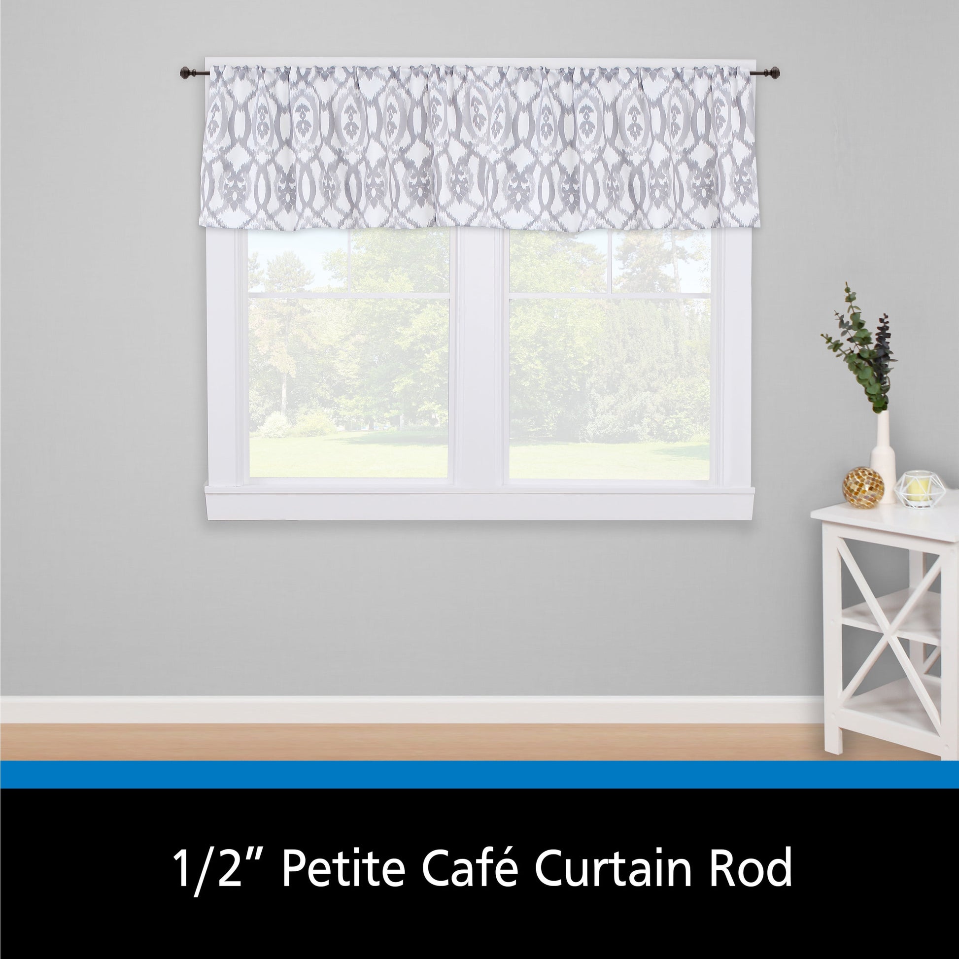 1/2" Cedric Petite Café Adjustable Curtain Rod, 48-84", Black