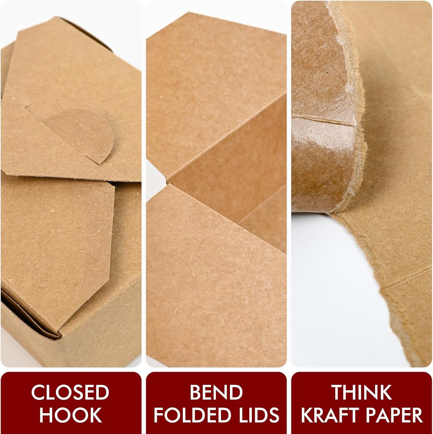 300 Pack 45 Oz Kraft Paper Takeout Food Containers | Fold to Go Boxes, Microwavable, Leakproof, Oil Resistant, Safe for Hot & Cold Storage