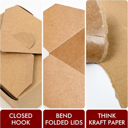 300 Pack 45 Oz Kraft Paper Takeout Food Containers | Fold to Go Boxes, Microwavable, Leakproof, Oil Resistant, Safe for Hot & Cold Storage