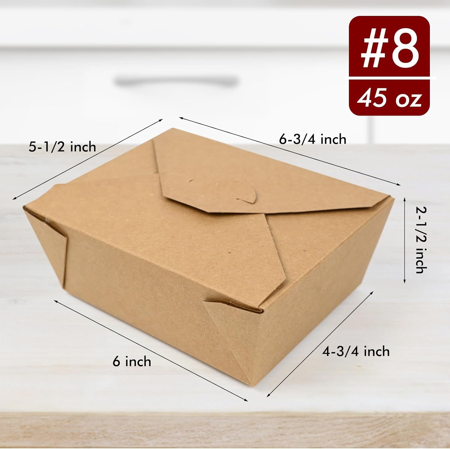 300 Pack 45 Oz Kraft Paper Takeout Food Containers | Fold to Go Boxes, Microwavable, Leakproof, Oil Resistant, Safe for Hot & Cold Storage