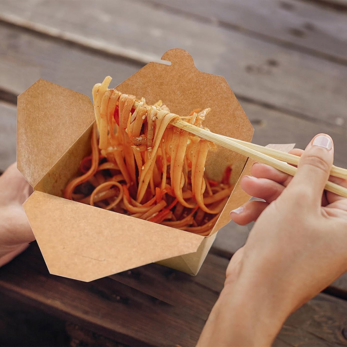 300 Pack 45 Oz Kraft Paper Takeout Food Containers | Fold to Go Boxes, Microwavable, Leakproof, Oil Resistant, Safe for Hot & Cold Storage